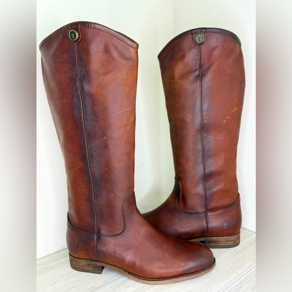 NEW FRYE MELISSA BUTTON 2 Cognac Leather Women’s Size 9.5B - Picture 2 of 8